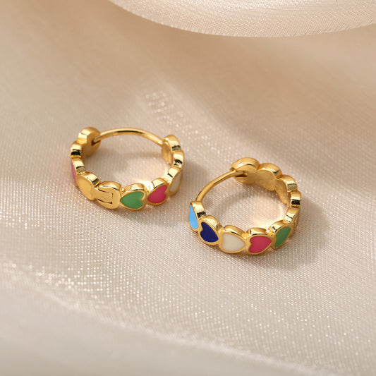 Colour Heart Hoop Earrings