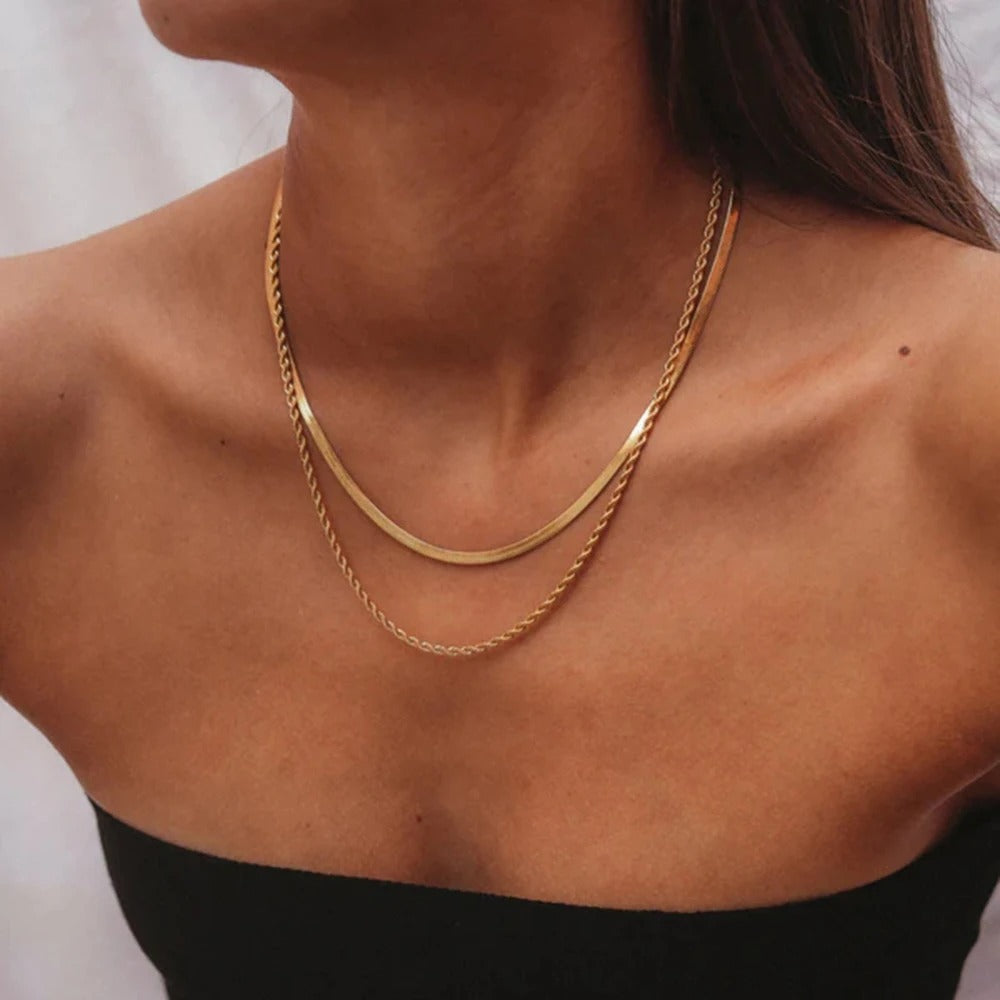 Two layer chain necklace