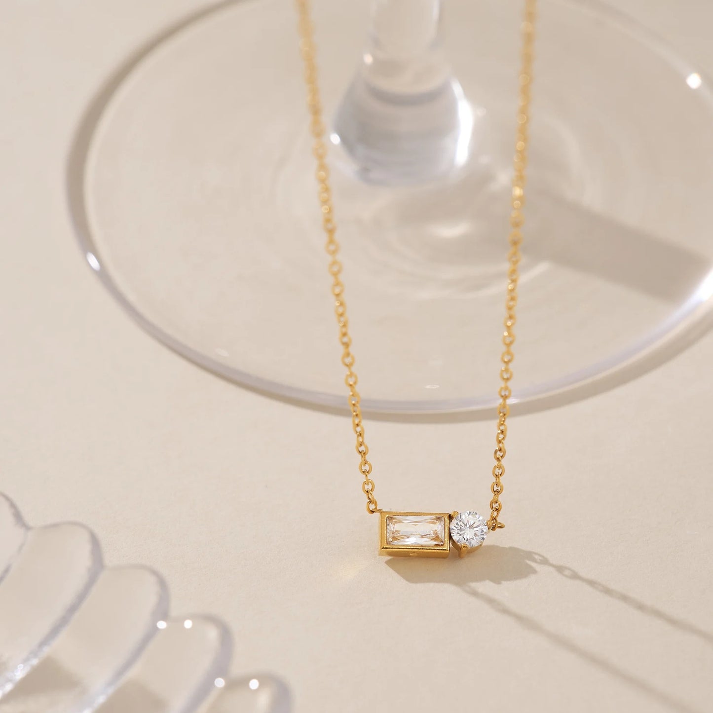 Baguette and Round Diamond Necklace