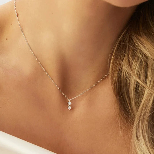 Double Diamond Pendant Necklace