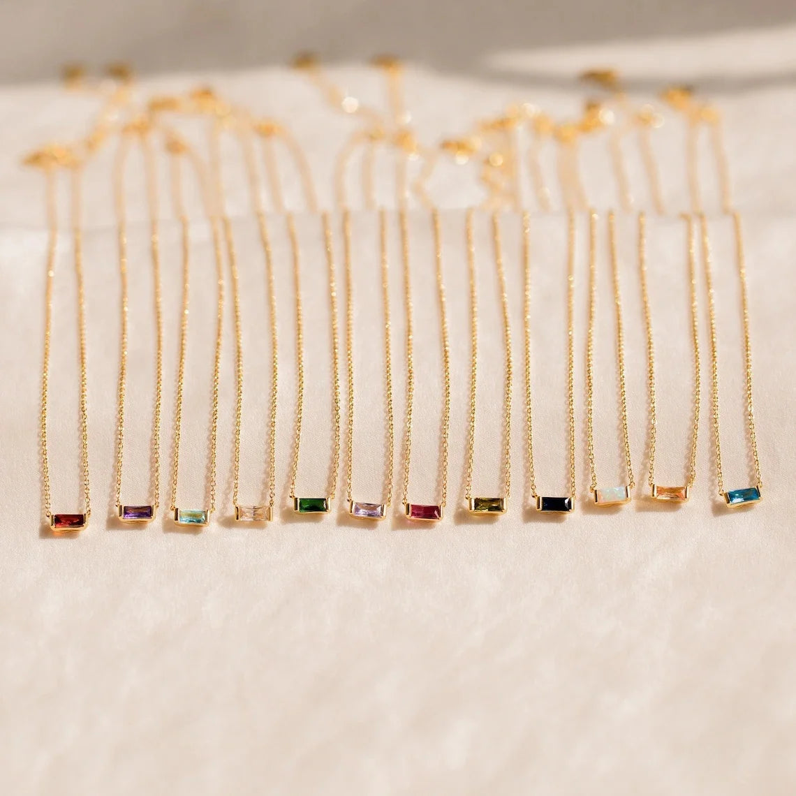 Baguette Birthstone Necklace