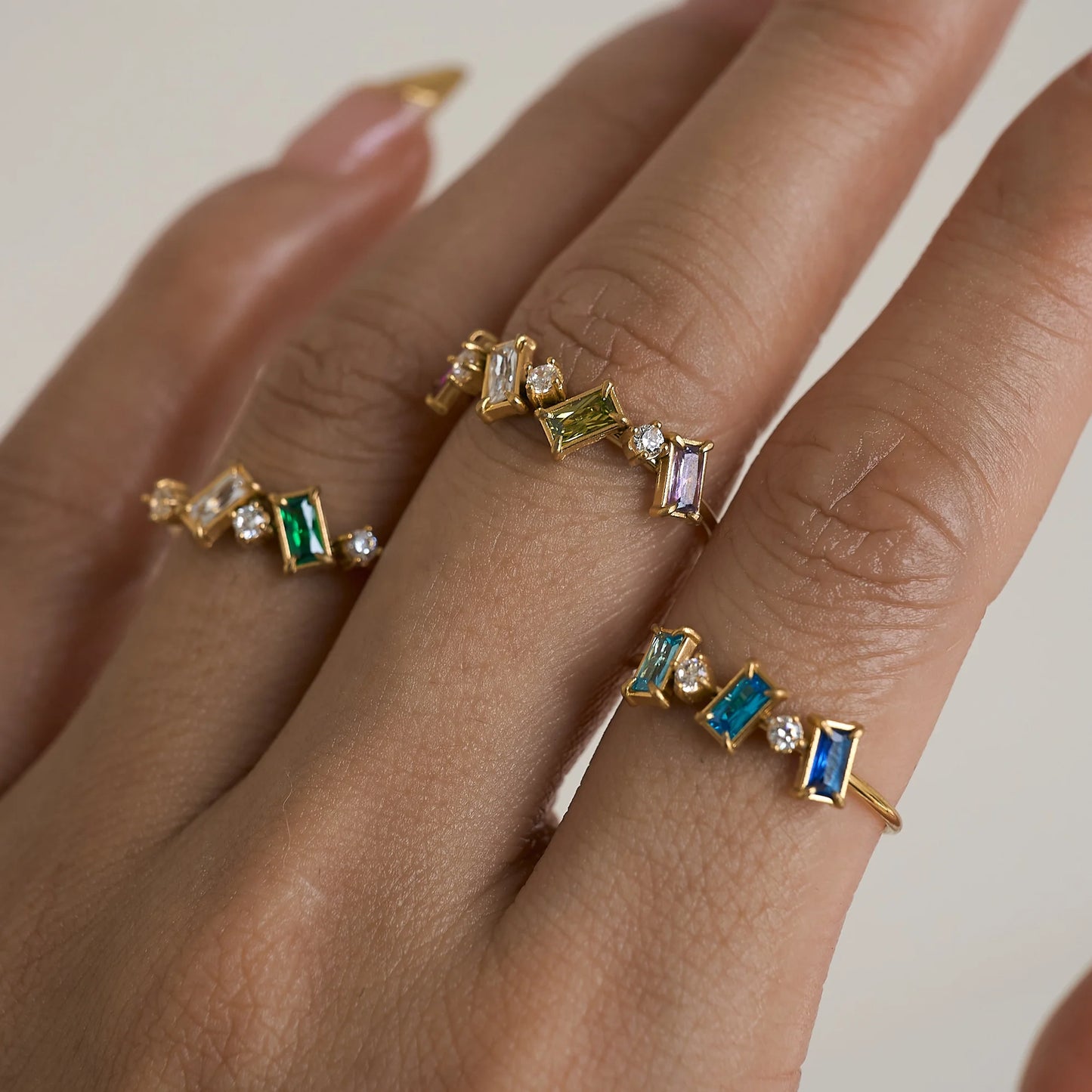 Set of Three Gemstone Rings