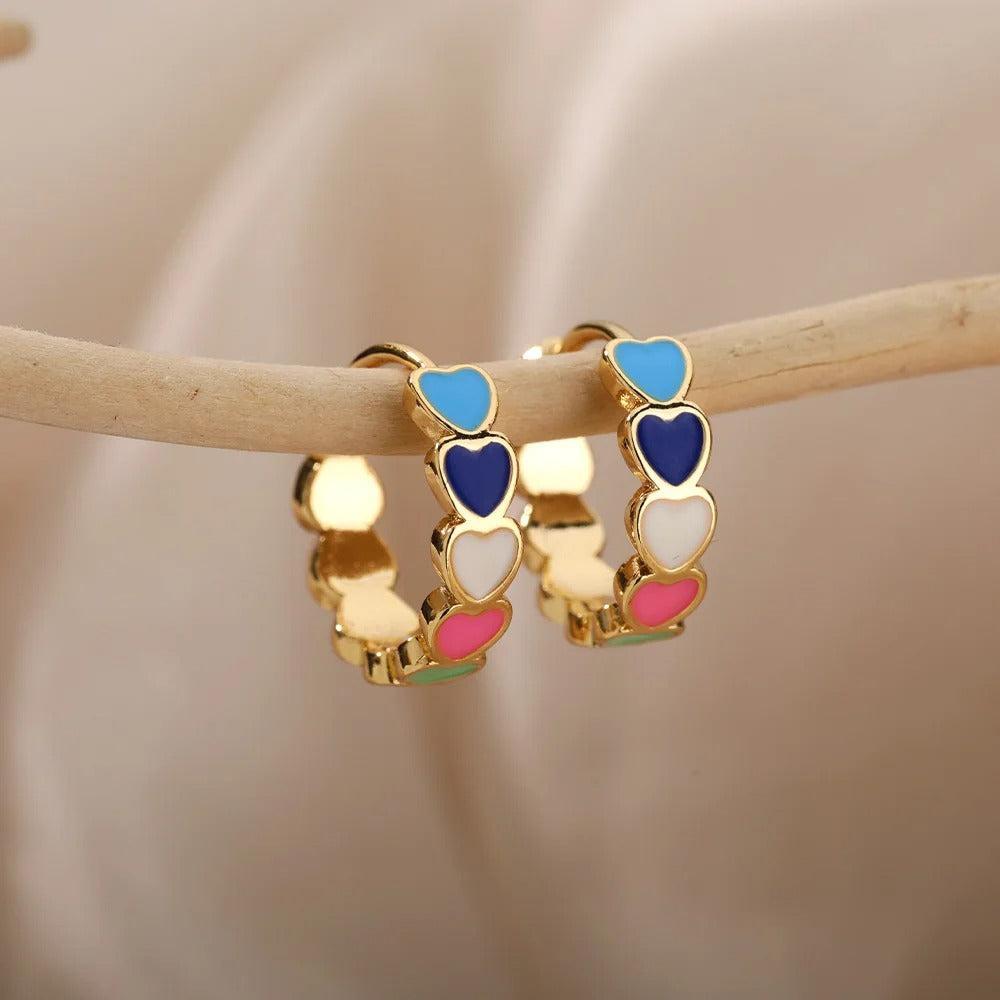 Colour Heart Hoop Earrings