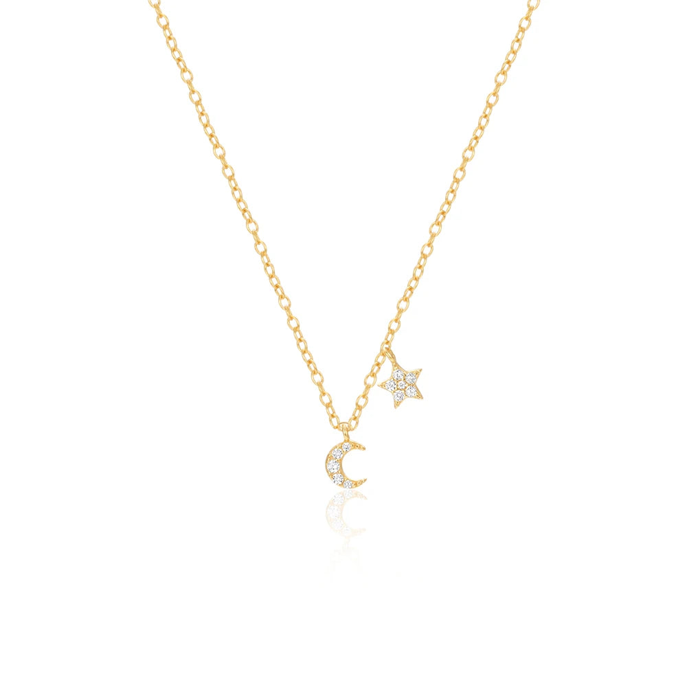 Moon and Star Necklace