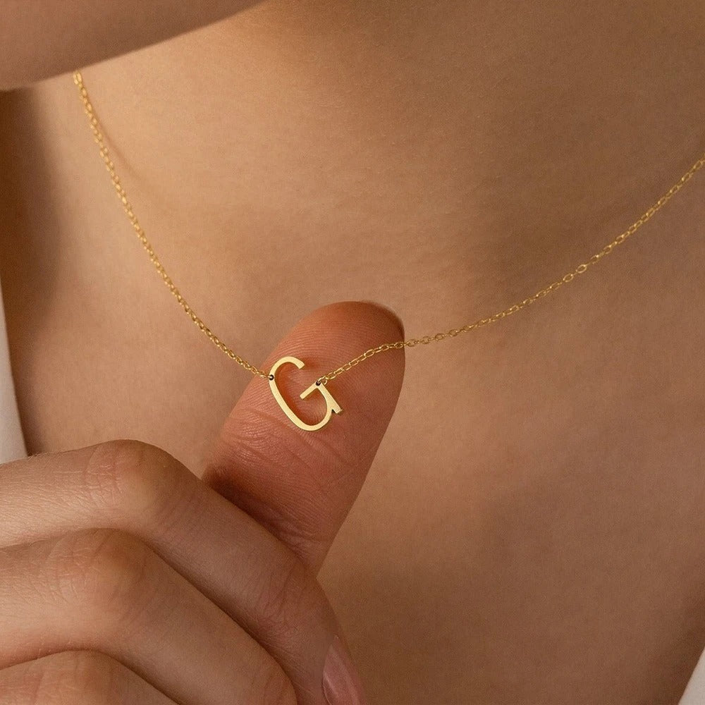 Dainty Sideways Initial Necklace