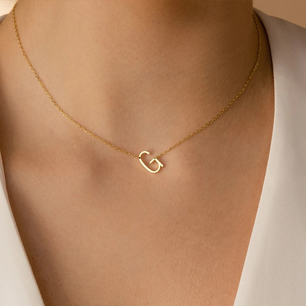 Dainty Sideways Initial Necklace