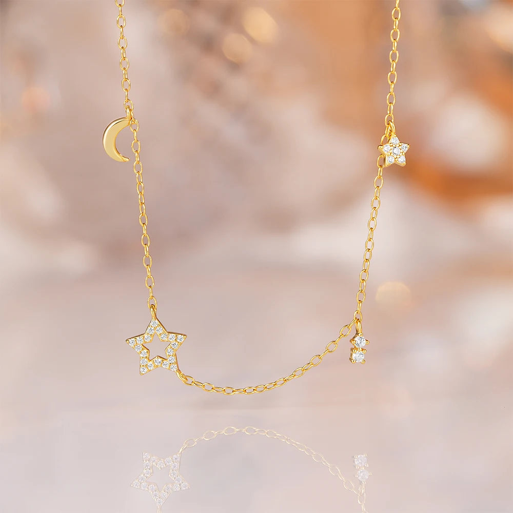 Moon and Star Charm Necklace