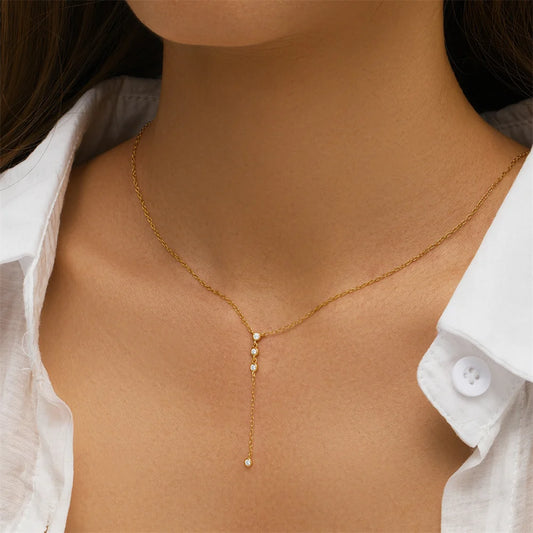 Y Shaped Diamond Drop Necklace