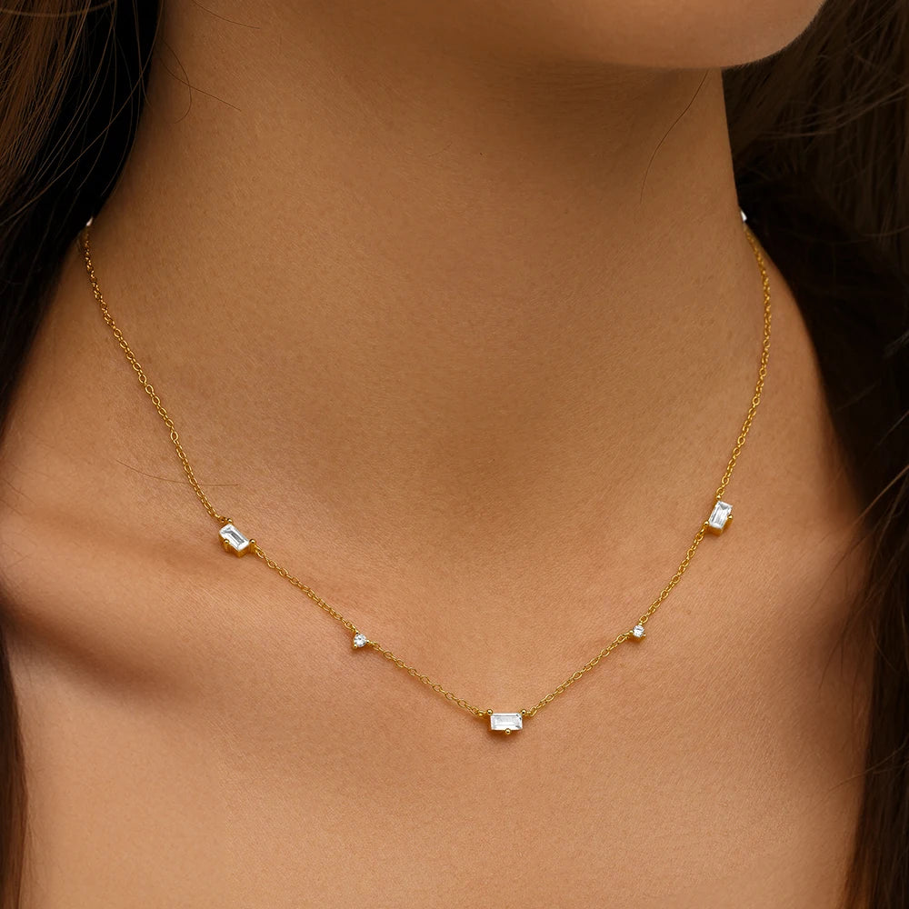 Baguette Diamond Charm Necklace