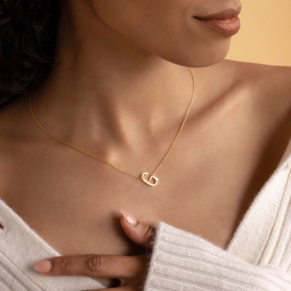 Dainty Sideways Initial Necklace