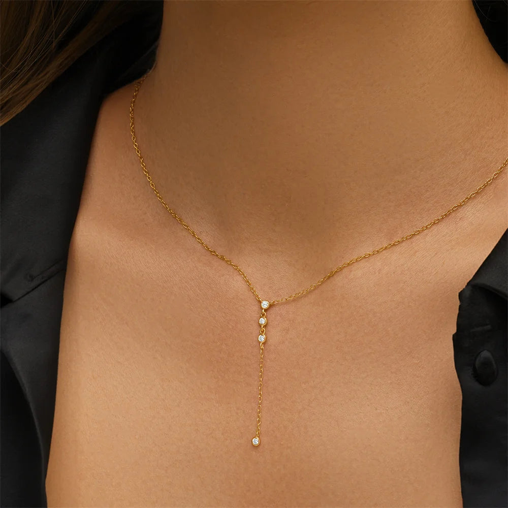 Y Shaped Diamond Drop Necklace