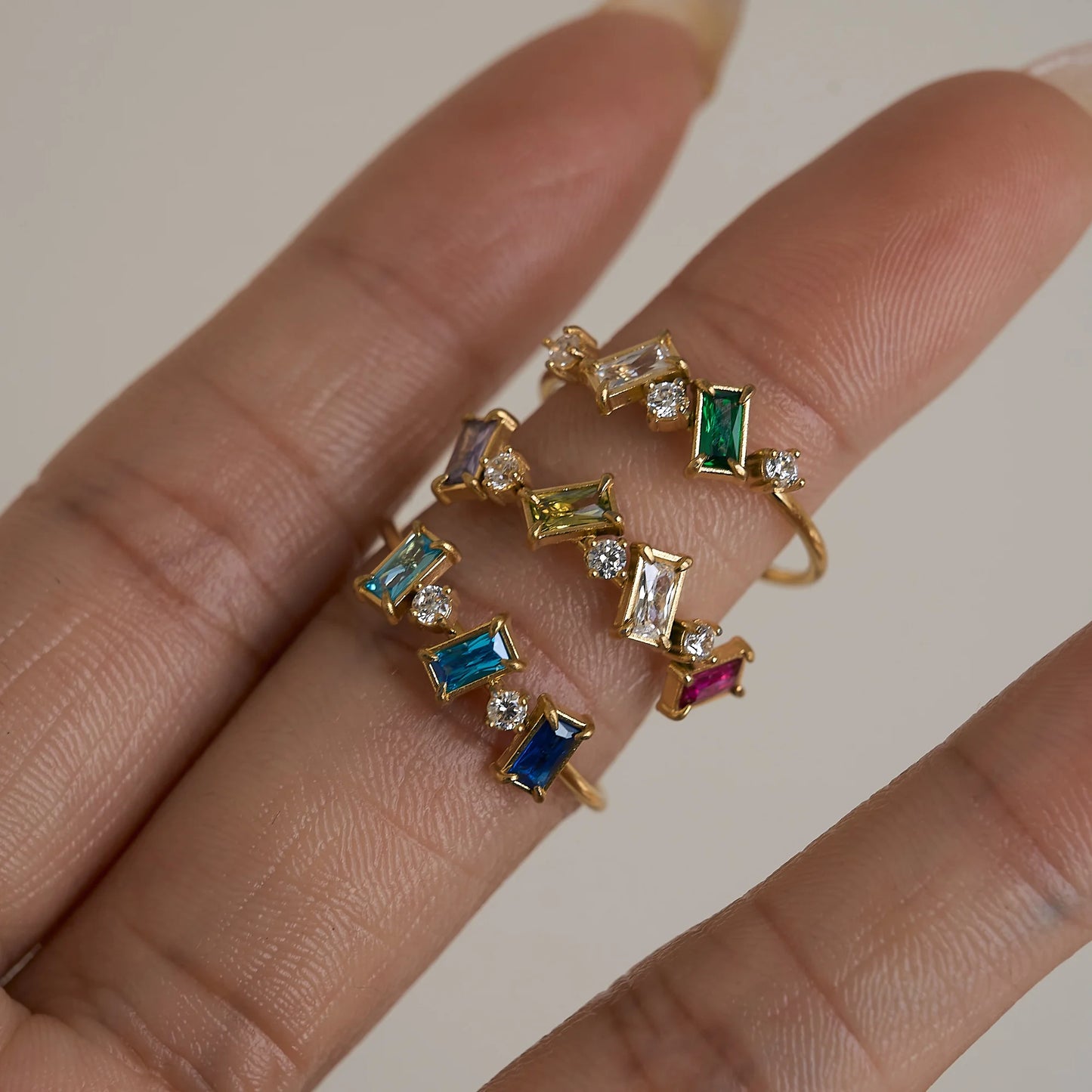 Set of Three Gemstone Rings