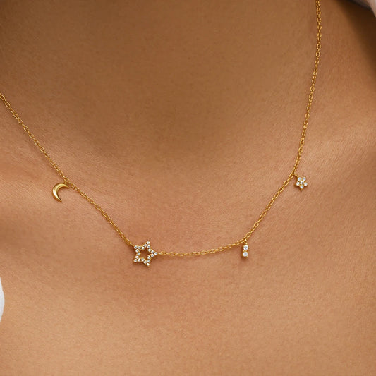 Moon and Star Charm Necklace