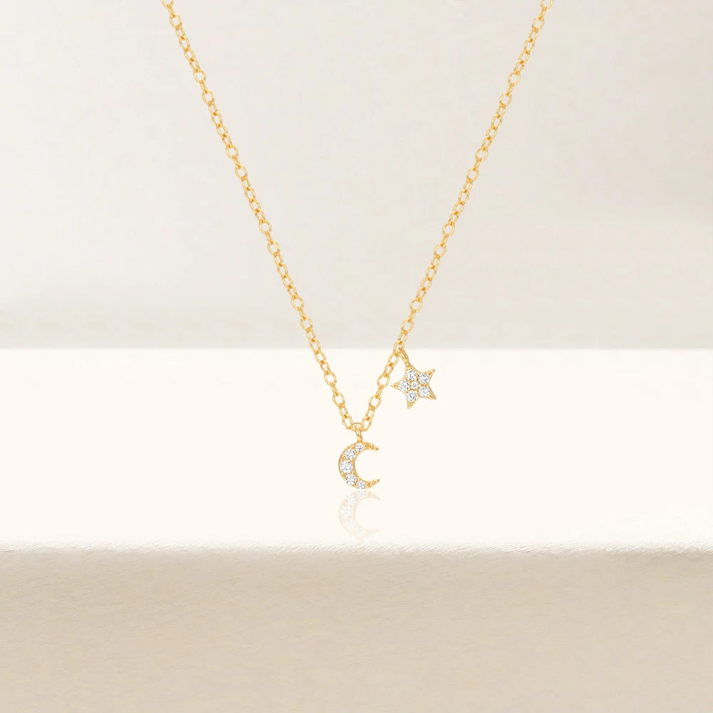 Moon and Star Necklace