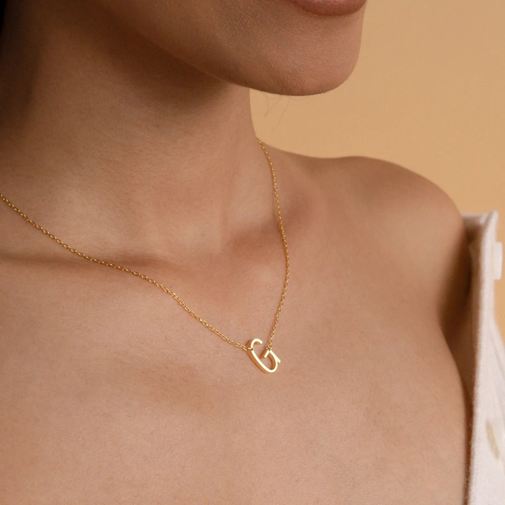 Dainty Sideways Initial Necklace