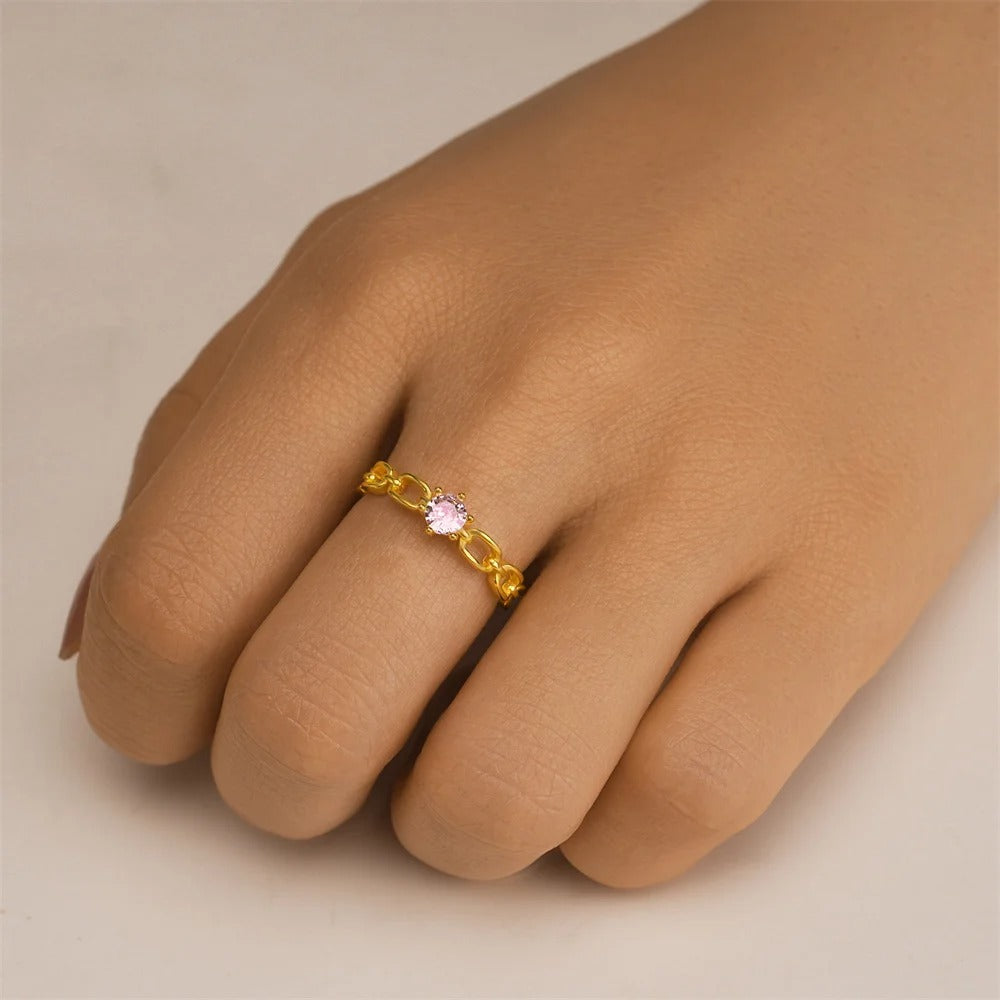 Pink Hollow Open Ring