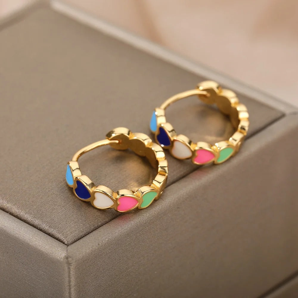 Colour Heart Hoop Earrings