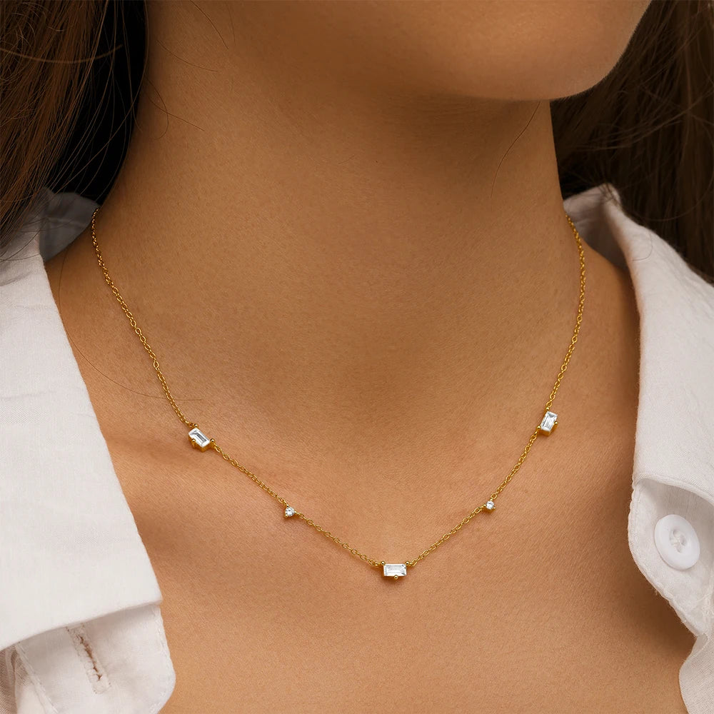 Baguette Diamond Charm Necklace