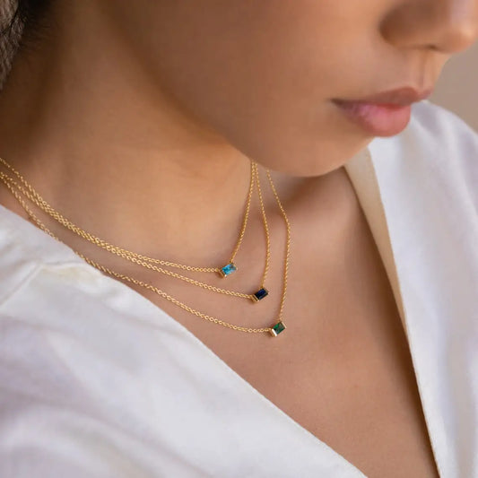 Baguette Birthstone Necklace