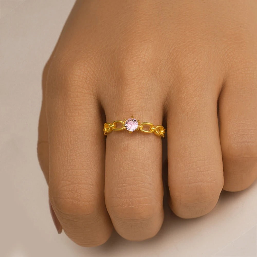 Pink Hollow Open Ring