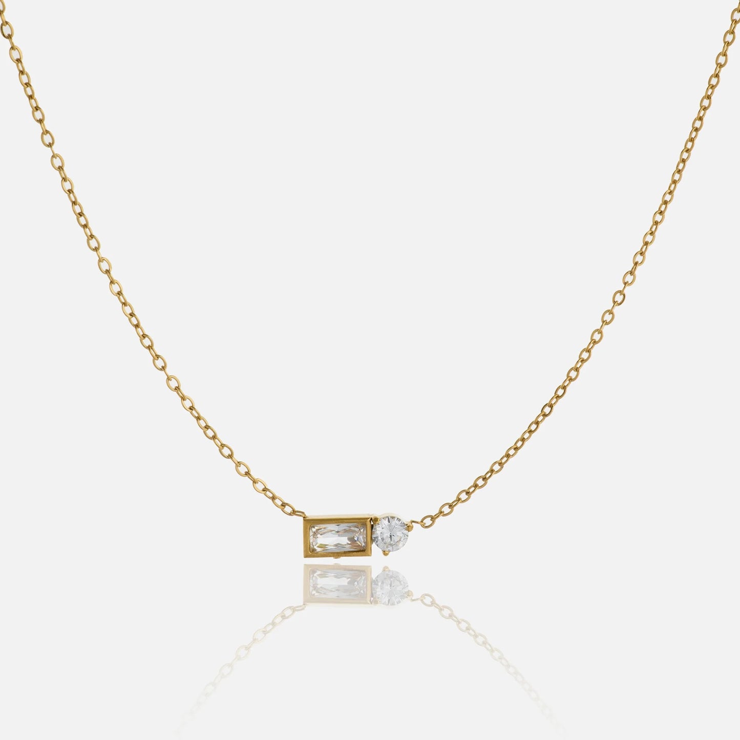 Baguette and Round Diamond Necklace